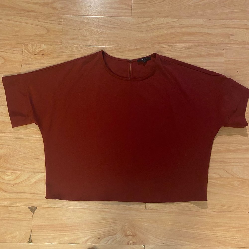 Forever 21 Red Flowy Blouse Cropped Shirt Size Large